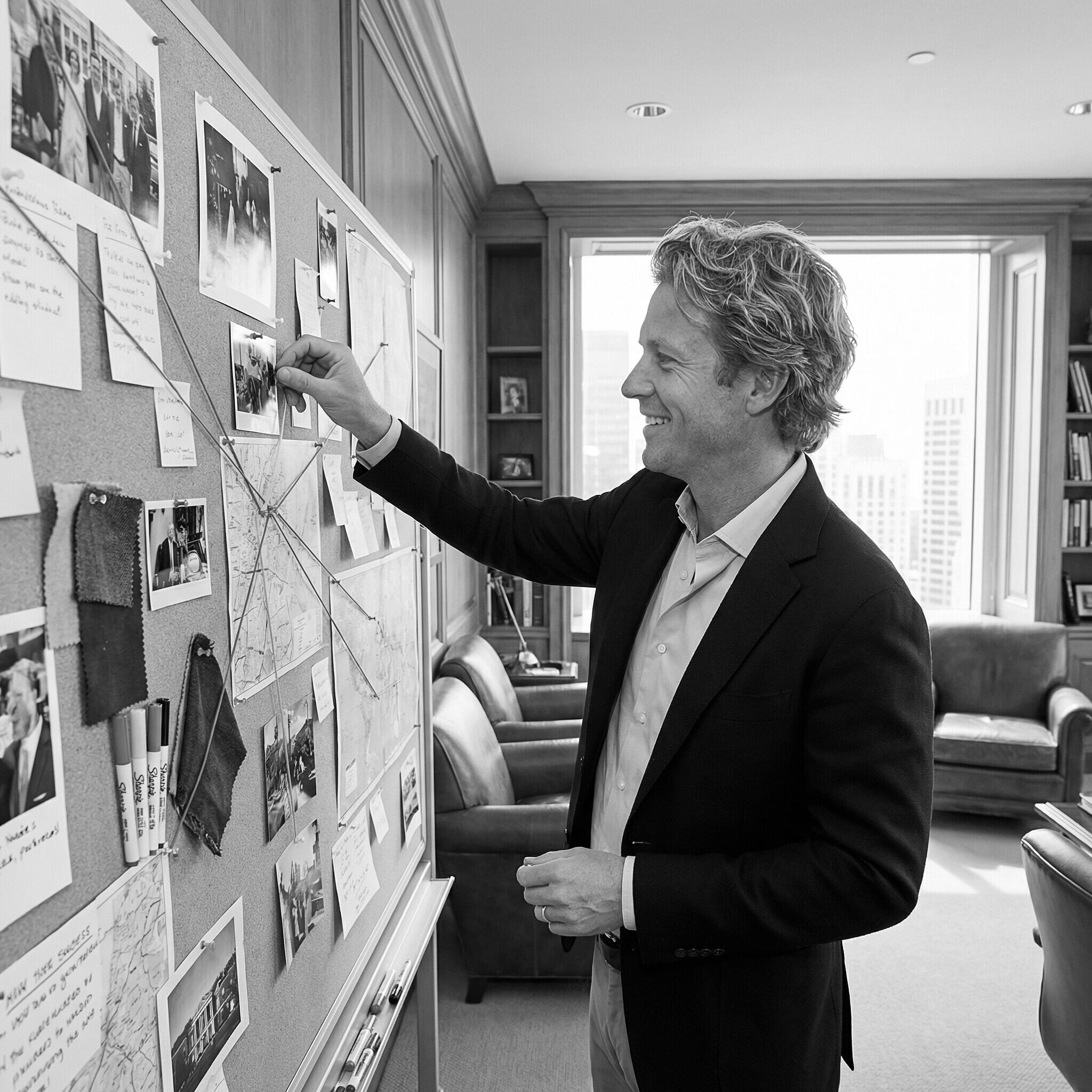 Innere Führung Mann der vorm Whiteboard steht und sich um seine innere Führung kümmert